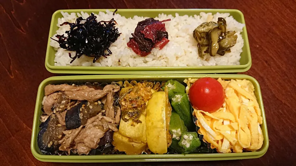 豚と茄子のおり醤油炒め弁当
 #今日のお弁当|りょーさん