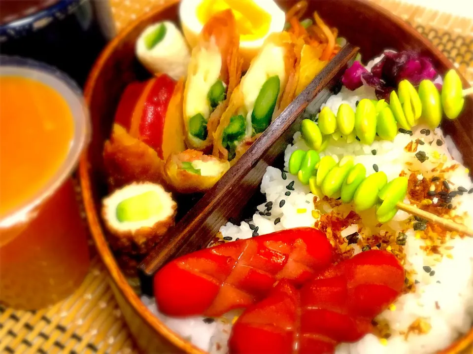 Snapdishの料理写真:#高校生男子のわっぱ弁当|もりや❤ゆりさん