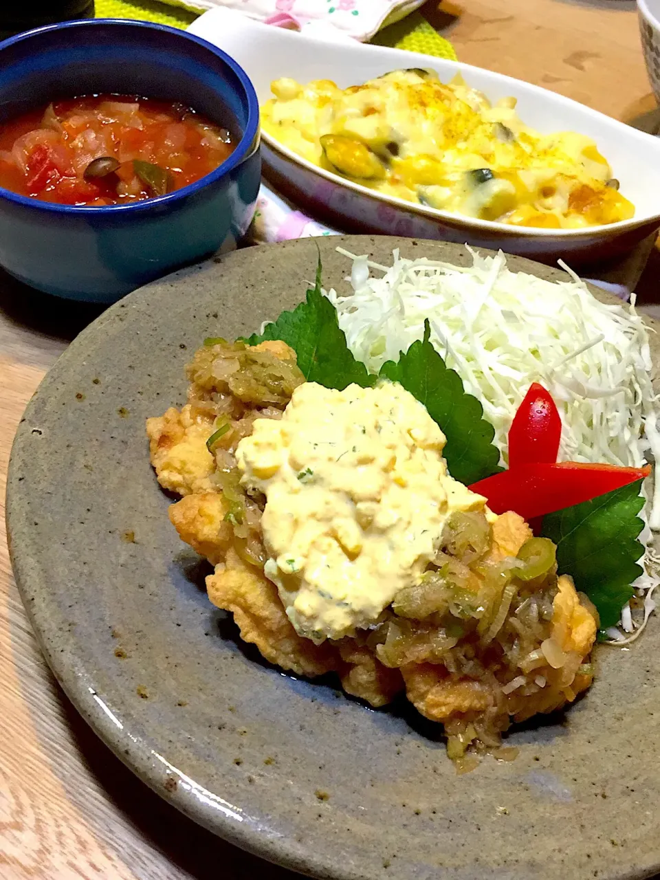 とり天葱ソースタルタル添え
🎃南瓜のカレー風味グラタン
ミネストローネ|パセリんさん