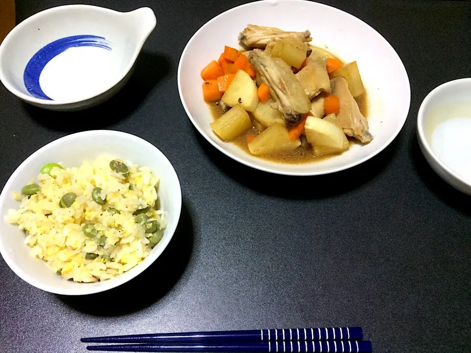 鳥手羽の煮物と枝豆炒飯|Shintarou  Nishimuraさん