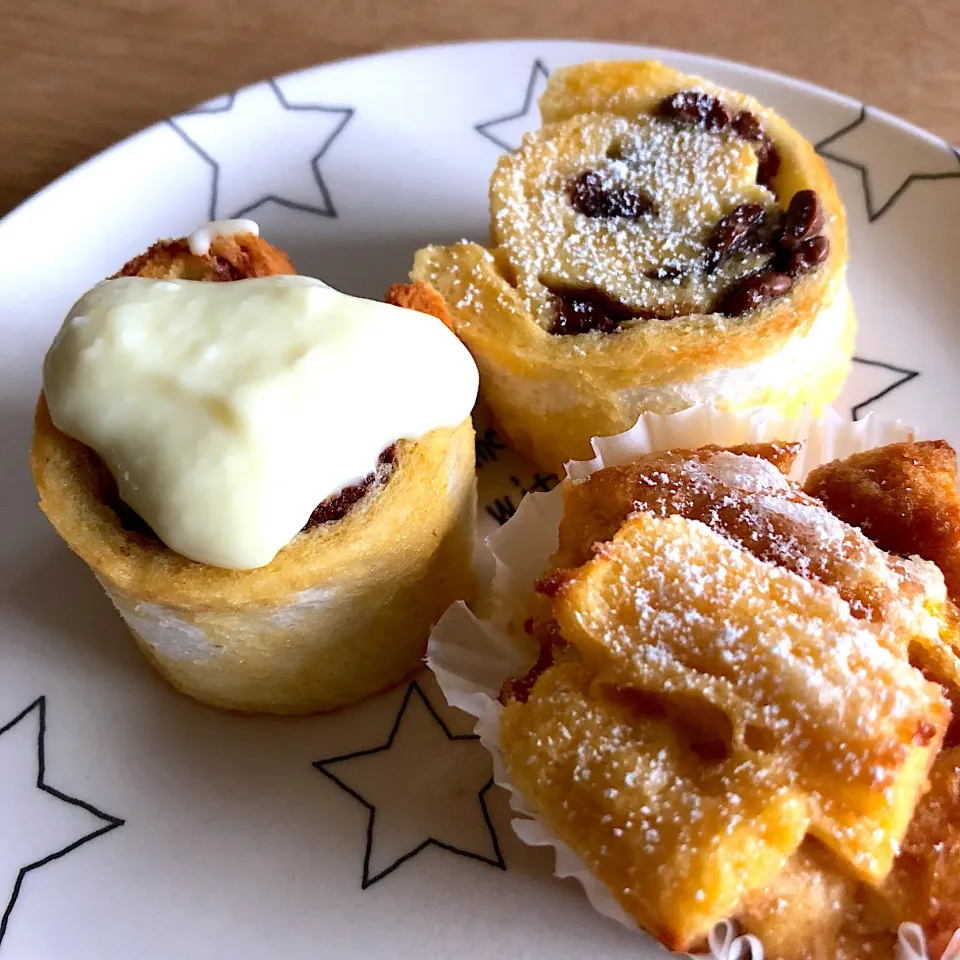 食パンでシナモンロール🥐チョコロール🥐フレンチトースト🥐|emichococo625さん