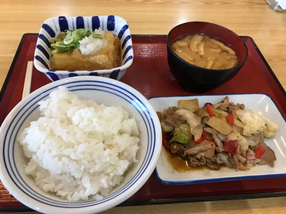 豚ときのこの味噌炒めと揚げ出し豆腐|手品先輩さん