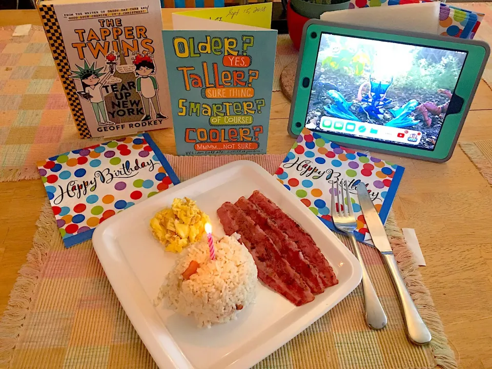 Birthday Breakfast for my 9 yrs old🎈 #birthdaybreakfast  #birthday  #turkeybacon #baconfriedrice|🌺IAnneさん