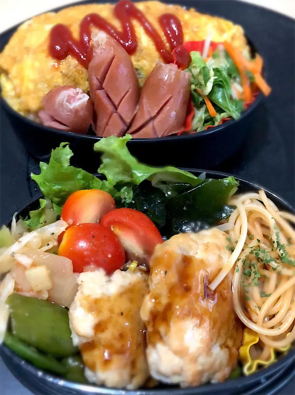 9／17昼食  #お昼ご飯 #弁当 オムライス とりつくねほか|おさんどんさん