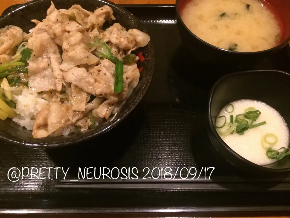 秋葉原で 塩スタ丼ミニ|くろずきんさん