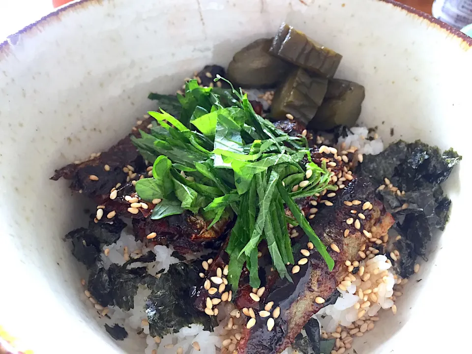 Snapdishの料理写真:秋刀魚の蒲焼丼|さんだーさん