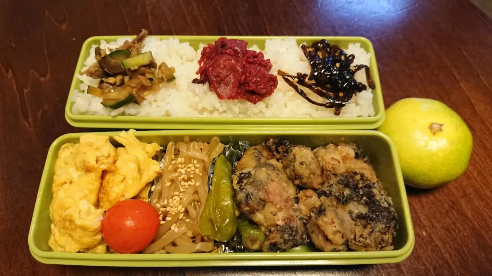 梅鶏唐揚げ弁当（新米♪）
 #今日のお弁当|りょーさん