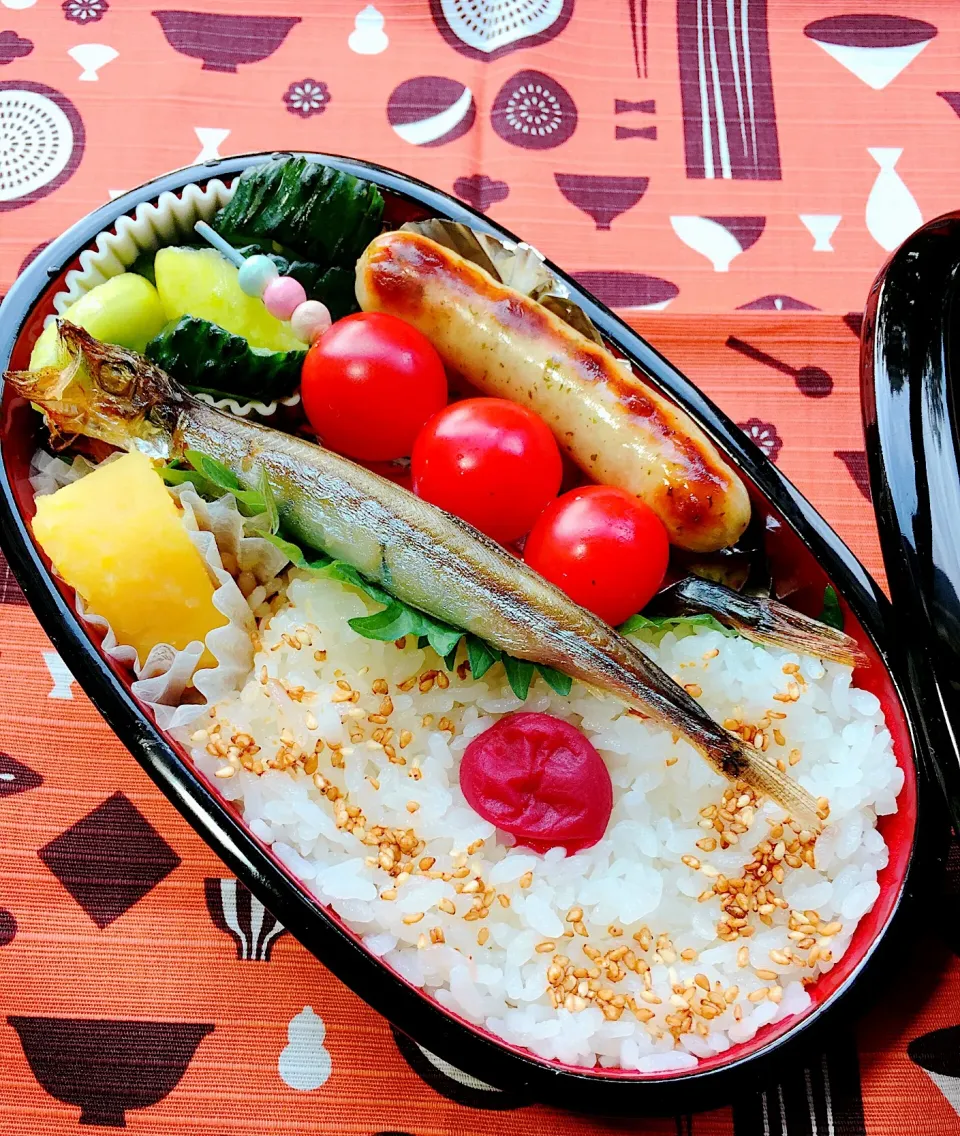 Snapdishの料理写真:#お弁当  #お弁当じまん  #ししゃも弁当  #胡瓜の漬物  #和食弁当  #日の丸弁当  #健康を考える  #お魚を食べよう #自分弁当 #秋田 #川連漆器 #本漆 #塗り物|Blueberry🫐さん