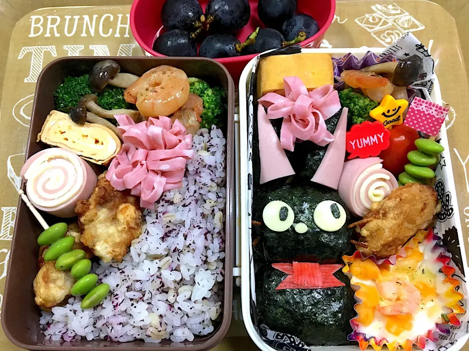 娘と自分用弁当
 #お弁当  #キャラ弁  #クロネコ #魔女の宅急便 #ジジ  #ジジキャラ弁  #娘弁当  #自分弁当  #オベンタグラム|こむぎさん