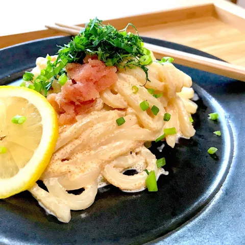 「有機豆乳無調整1000ml」を使ってみたSnapdishの料理・レシピ写真:みずほさんの料理 明太パスタ➡︎明太うどん♪