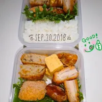 Snapdishの料理写真:娘達のお弁当(パパさん作)|ゆきよさん