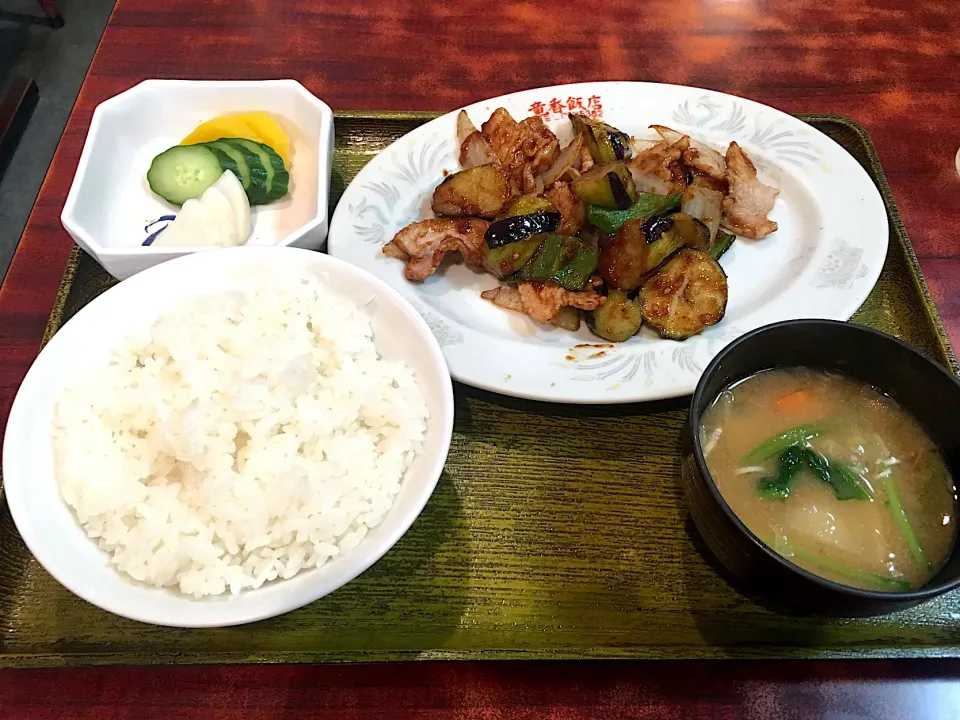 豚茄子味噌煮定食|しのぶさん