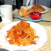 チリビーンズでパスタ🍝|ちいごはんさん