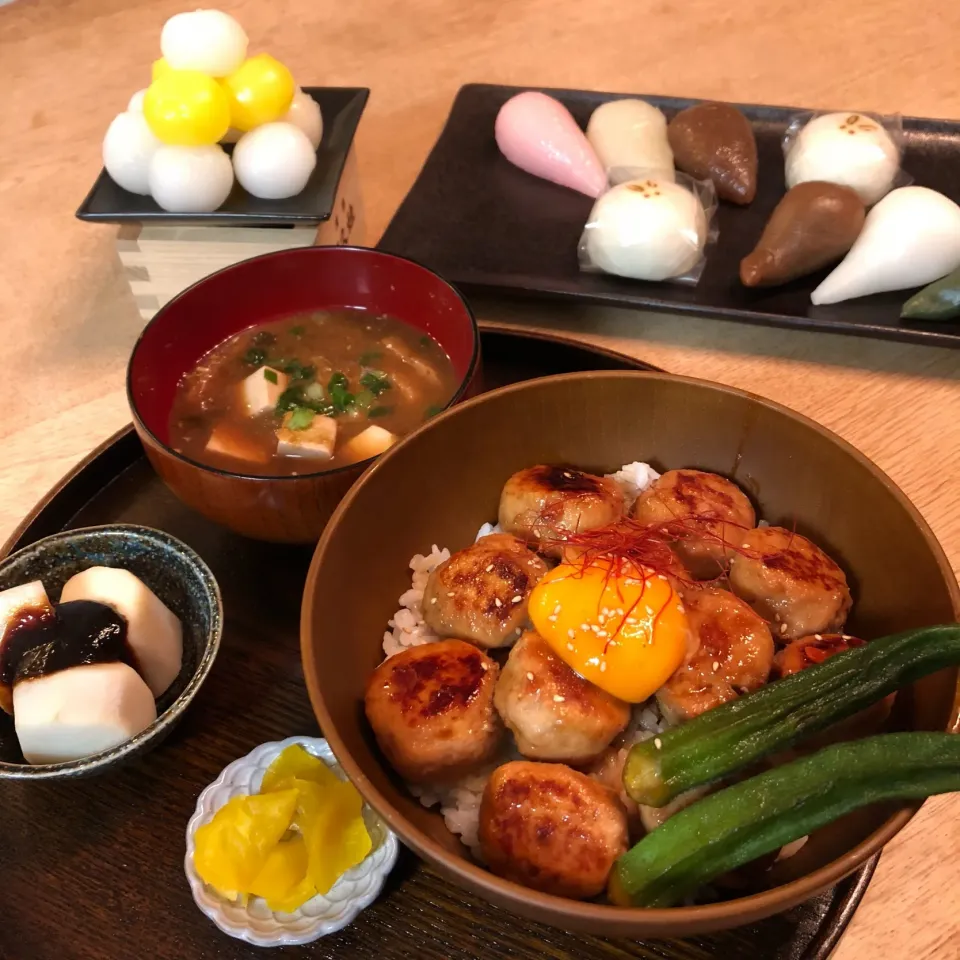 お月見ご飯🌕🍁お月見つくね丼|emichococo625さん