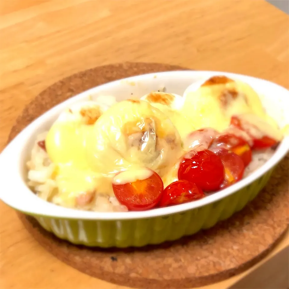 Snapdishの料理写真:はんぺん消費メニュー、はんぺんチーズドリア🧀  #料理男子|けんたろうさん