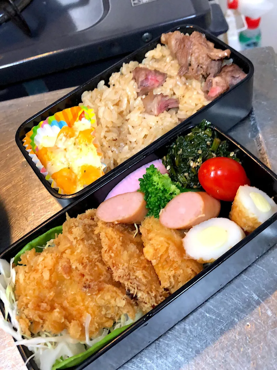 娘のお弁当！
ガーリックライスとチキンカツ|yosukeさん