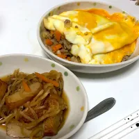 Snapdishの料理写真:切り干し大根煮物、オムレツ|まっちゃんさん