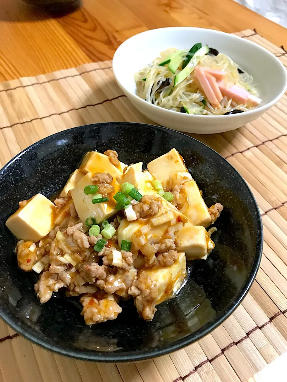 広東式麻婆豆腐、春雨サラダ|sayaさん