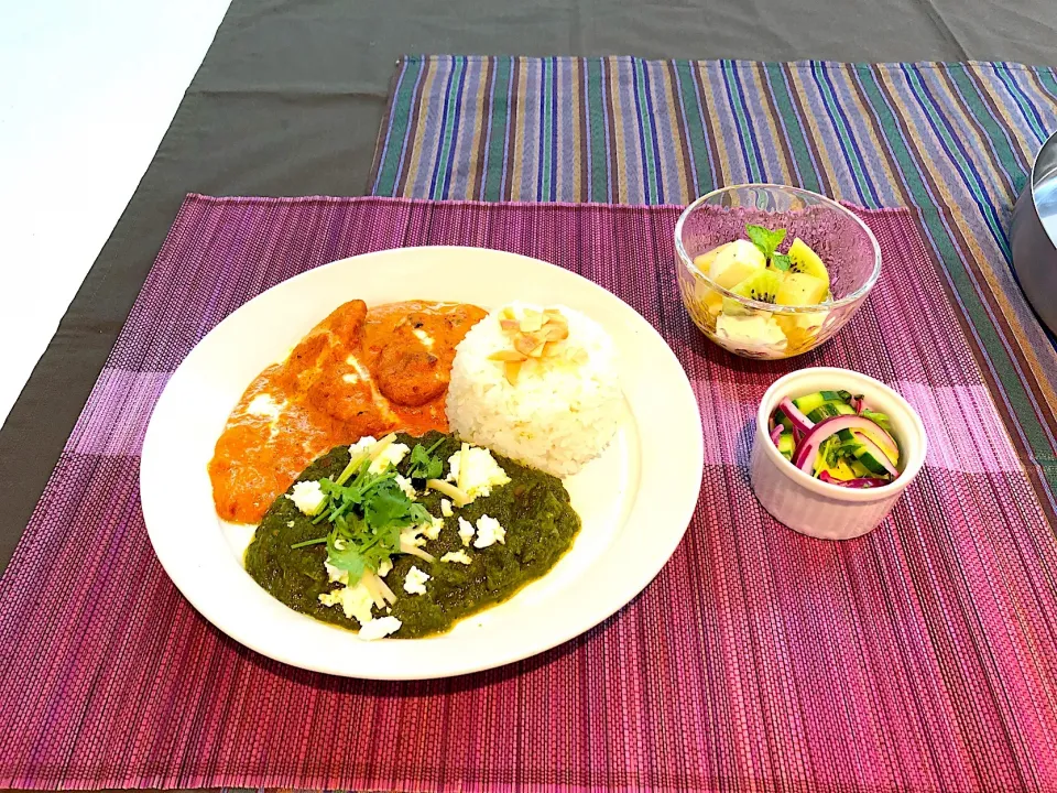 ほうれん草とチーズカレー＆バターチキンカレー|大我さん