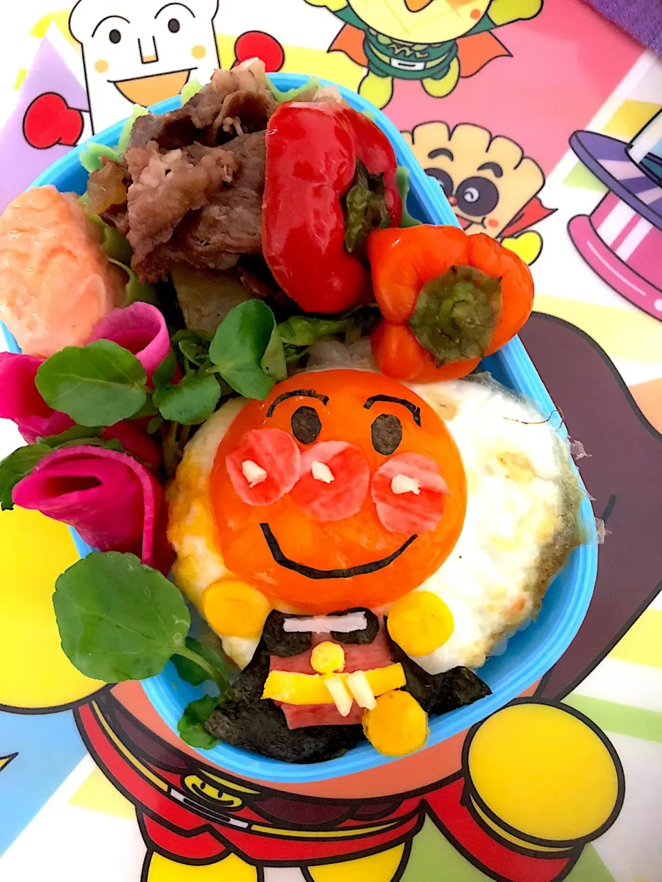 #あんぱんまん #アンパンマン弁当 #目玉焼きアート|大島愛子さん