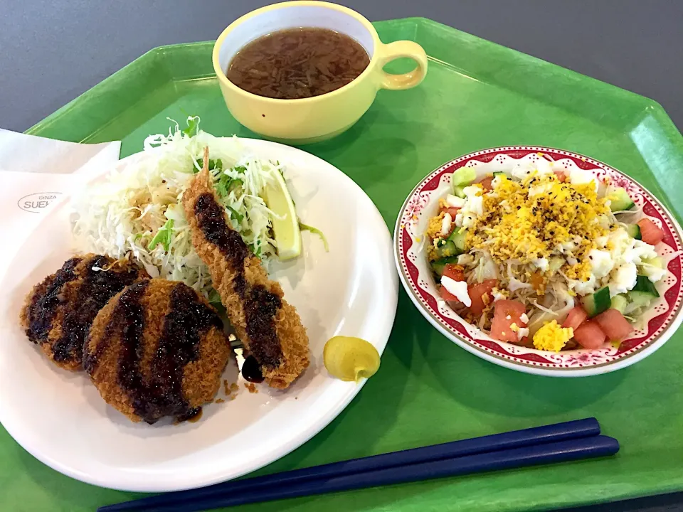 ミックスカツ、ミモザサラダ、オニオンスープ|Tadahiko Watanabeさん