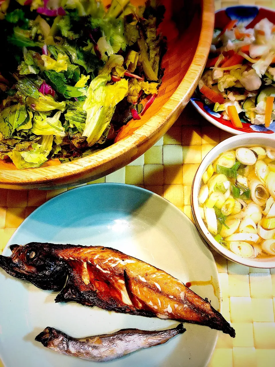 #dinner # #salad  #fish  #instayummy  #vegetable  #nosugar  #misosoup  #happy  #autumn  #lecreuset|run-run-yagiさん