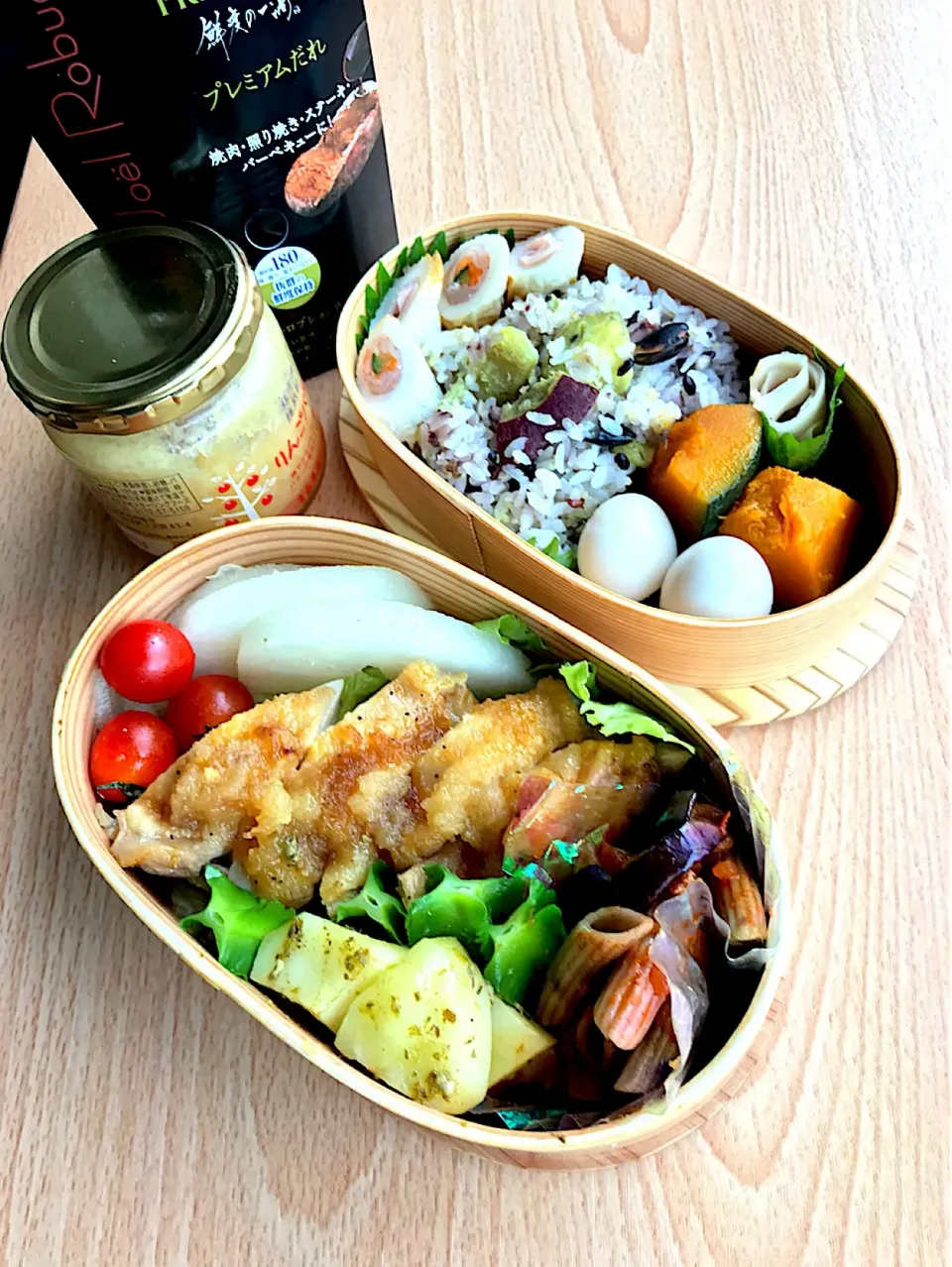 週末恒例JK(女子高齢者)弁当🍱 プレミアムだれ+りんごバター🍎でチキンソテー #JK弁当#プレミアム醤油#りんごバター|とんちんさん