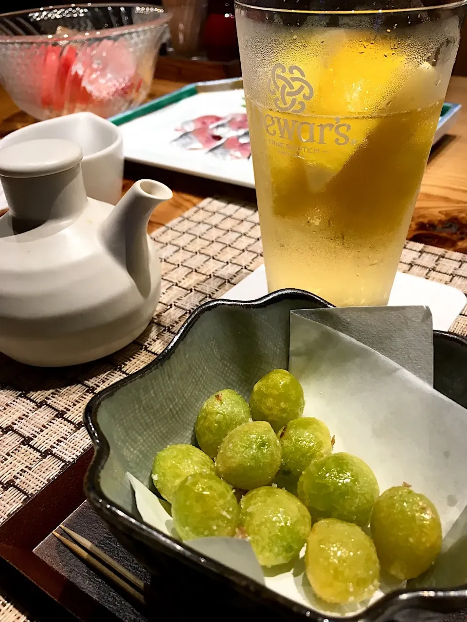 揚げ新銀杏 with レモン・ハイボール                                         蕎麦屋飲み②|酒肴菜 kun                          自 2018.5.1さん