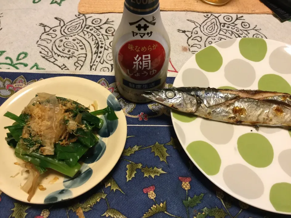 今秋初の秋刀魚定食|かなしゅうさん