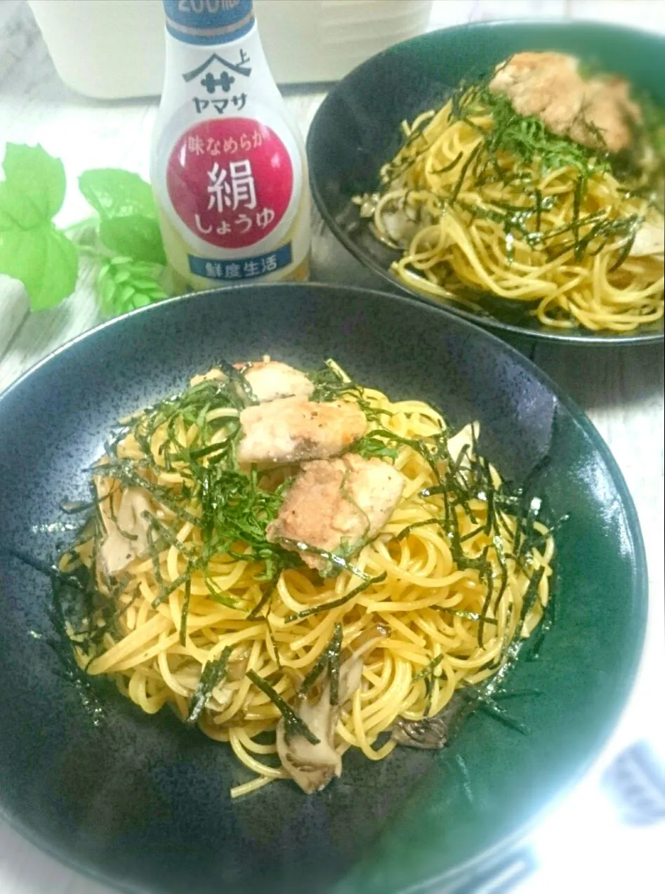 味なめらか絹しょうゆ×わさびで 秋の和風パスタ #絹しょうゆ #パスタ #さんま #青じそ|okamichanさん