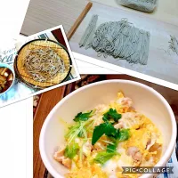 Snapdishの料理写真:手打ち蕎麦に鶏肉３種の親子丼|大我さん