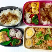 Snapdishの料理写真:娘弁当×2 と、自分弁当|POCOさん