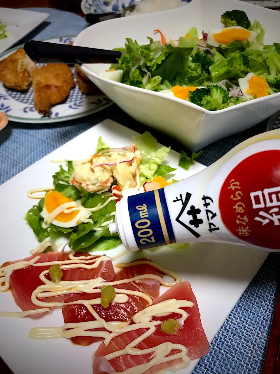 マグロ追加サラダ🥗マヨ× 絹しょうゆ|シュトママさん