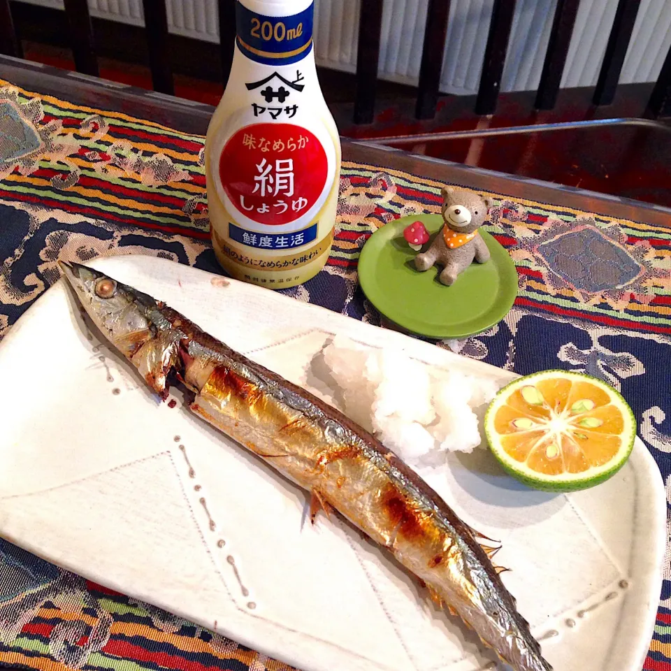 Snapdishの料理写真:秋刀魚の塩焼き😊 #絹しょうゆ  #ヤマサさんありがとうございます  #snapdishさんありがとうございます #モニター当選ありがとうございます  #ブレンドしょうゆグランプリ2018|naonaomimichanさん