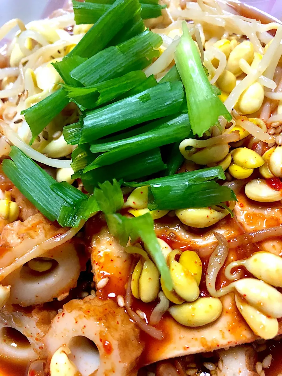 蒸し豆腐とオーガニック豆もやしのおかず|のろさん