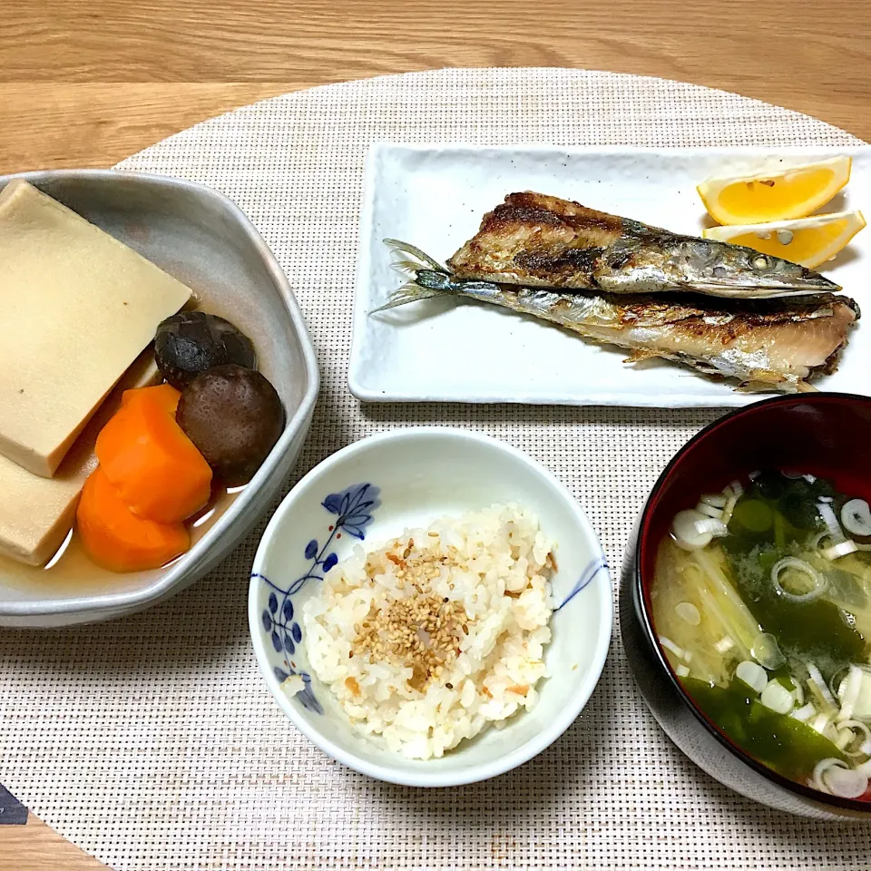 #秋刀魚の塩焼き 高野豆腐の含め煮|あきころさん