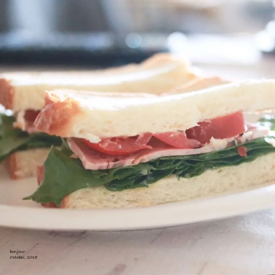 Snapdishの料理写真:トマトとオリーブのソーセージのサンドウィッチ🥪|yasuko murakamiさん