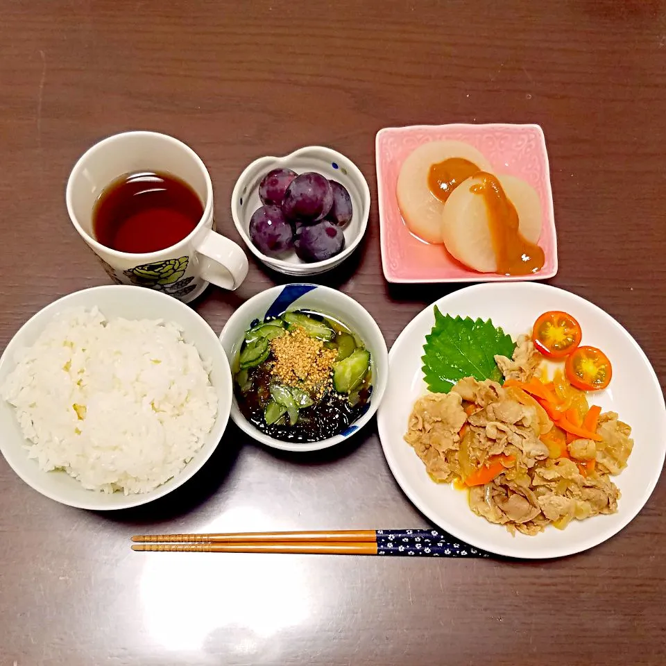 豚肉のタレ焼きの夜ご飯♡|Mami.Nさん