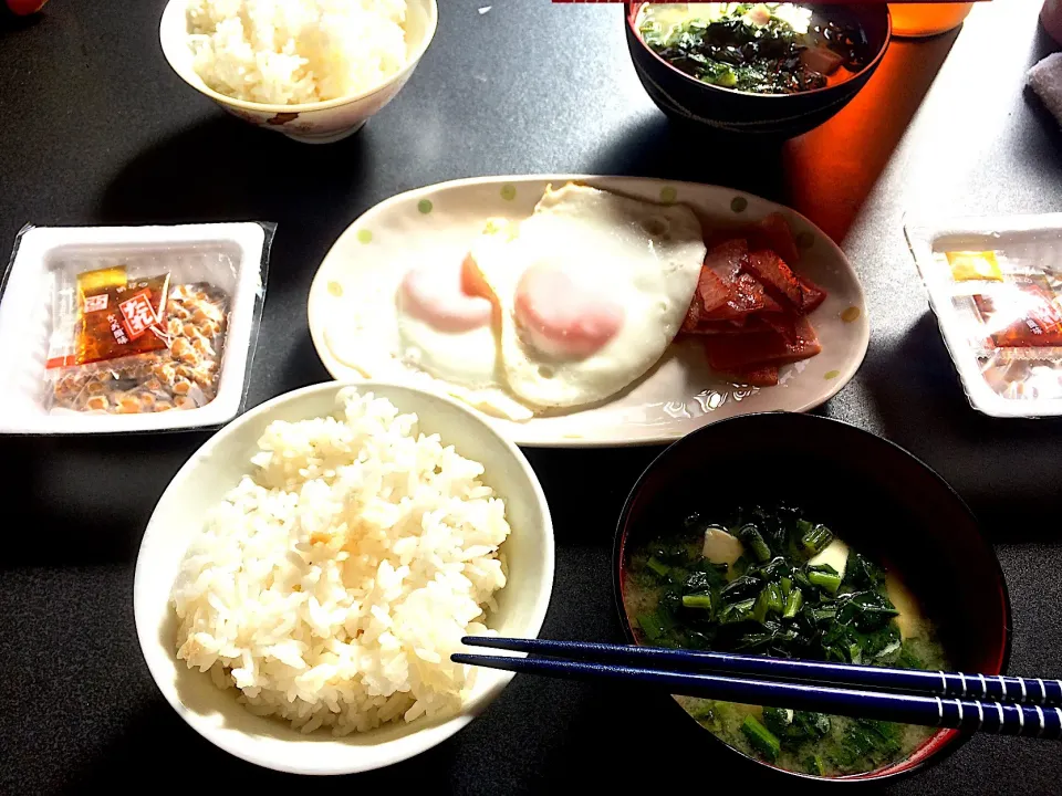 目玉焼きと大根の葉の味噌汁|Shintarou  Nishimuraさん