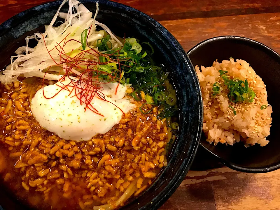 激辛麻婆温めん&鮭チャーハン|半田手延べそうめんの店 阿波や壱兆さん