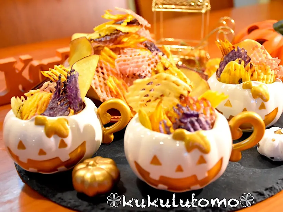 ❁ハロウィンカラーワッフルポテトチップス❁|kukulutomo ❁𓎪 ⡱𓎩‎𐩢𐩺𓎪 ⡱さん