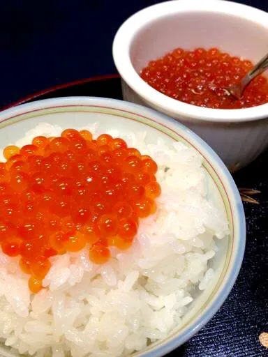 🍚秋の恵み❤️ 赤い宝石 自家製イクラ醤油漬けに 炊きたて新米🍚|Hollyさん