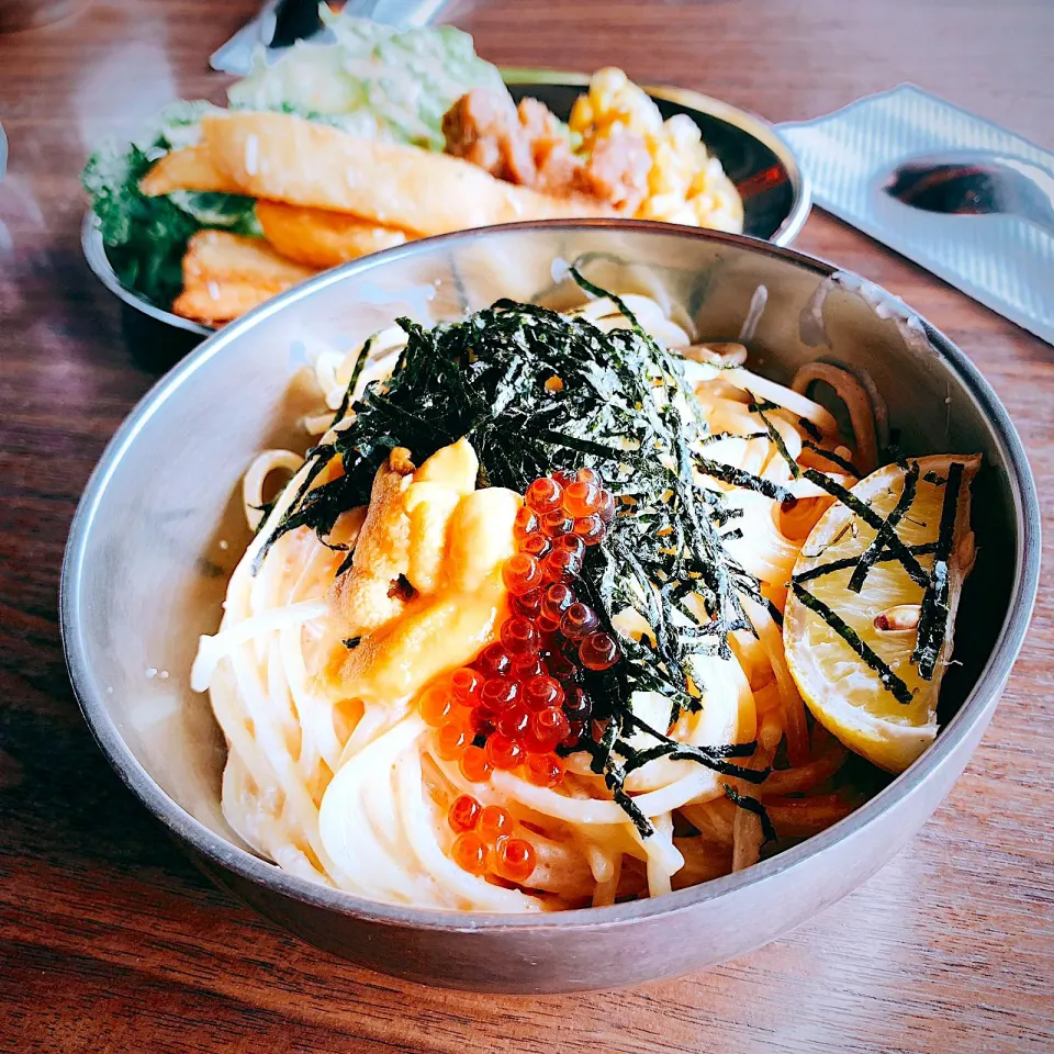 ウニとイクラの和風パスタ🍝|キノコ🍄さん