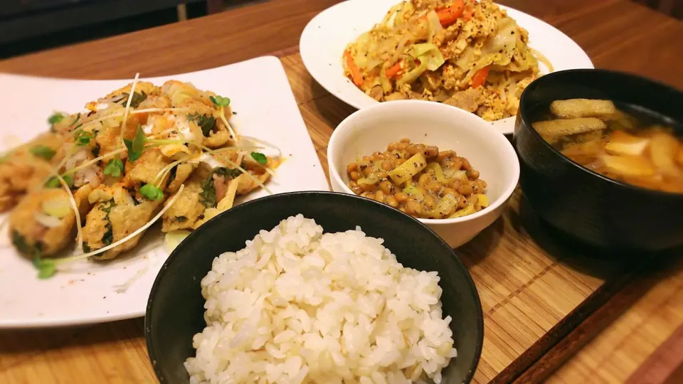 油揚げで豚肉&大葉巻き～他。
の晩ごはん✨|kaz(*･ω･)さん