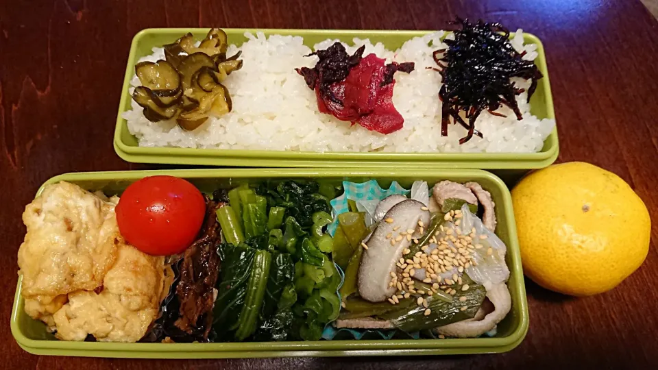 Snapdishの料理写真:豚水炊き弁当（新米♪）
 #今日のお弁当|りょーさん