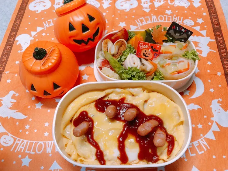 ハロウィン🎃仕様のオムライス弁当|ゆりゆりさん