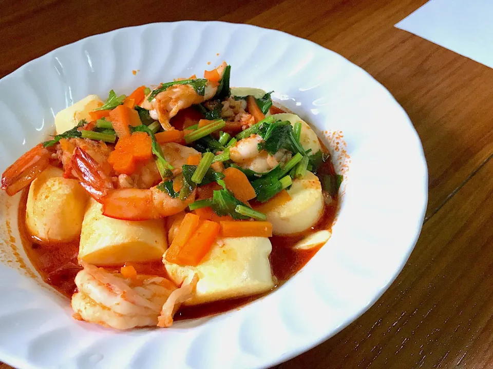 Snapdishの料理写真:stir fried shrimp - tofu|Lhin Linさん