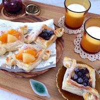 フルーツカスタードパイ🥧  ＆
             ブルーベリーカスタードパイ🥧