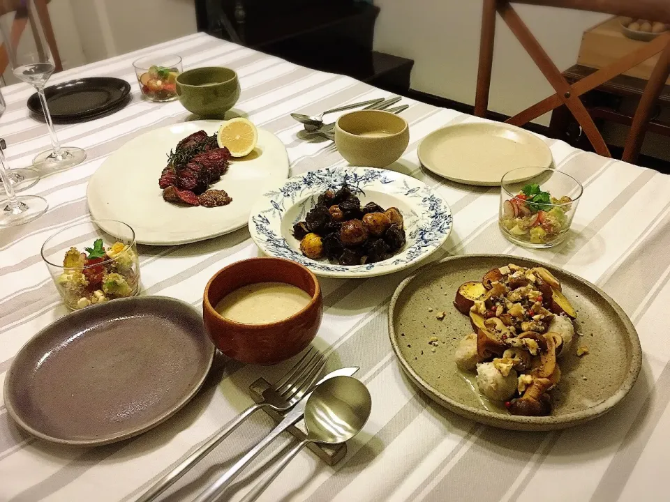 Snapdishの料理写真:国慶節の連休中金曜日の晩ごはん #鹿肉  #赤ワイン|ちびワビさん