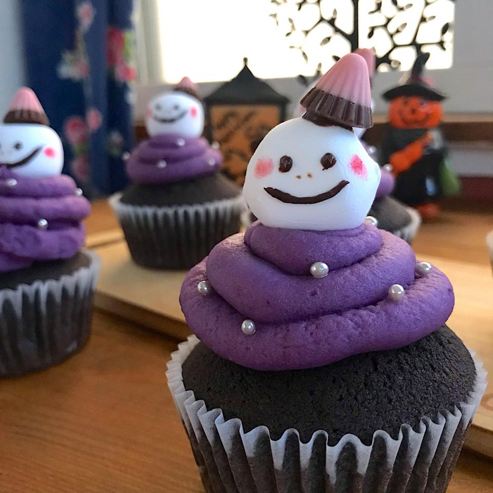 オバケカップケーキ☆ハロウィン Happy Helloween🎃 ハロウィンのカップケーキとパイを作りました